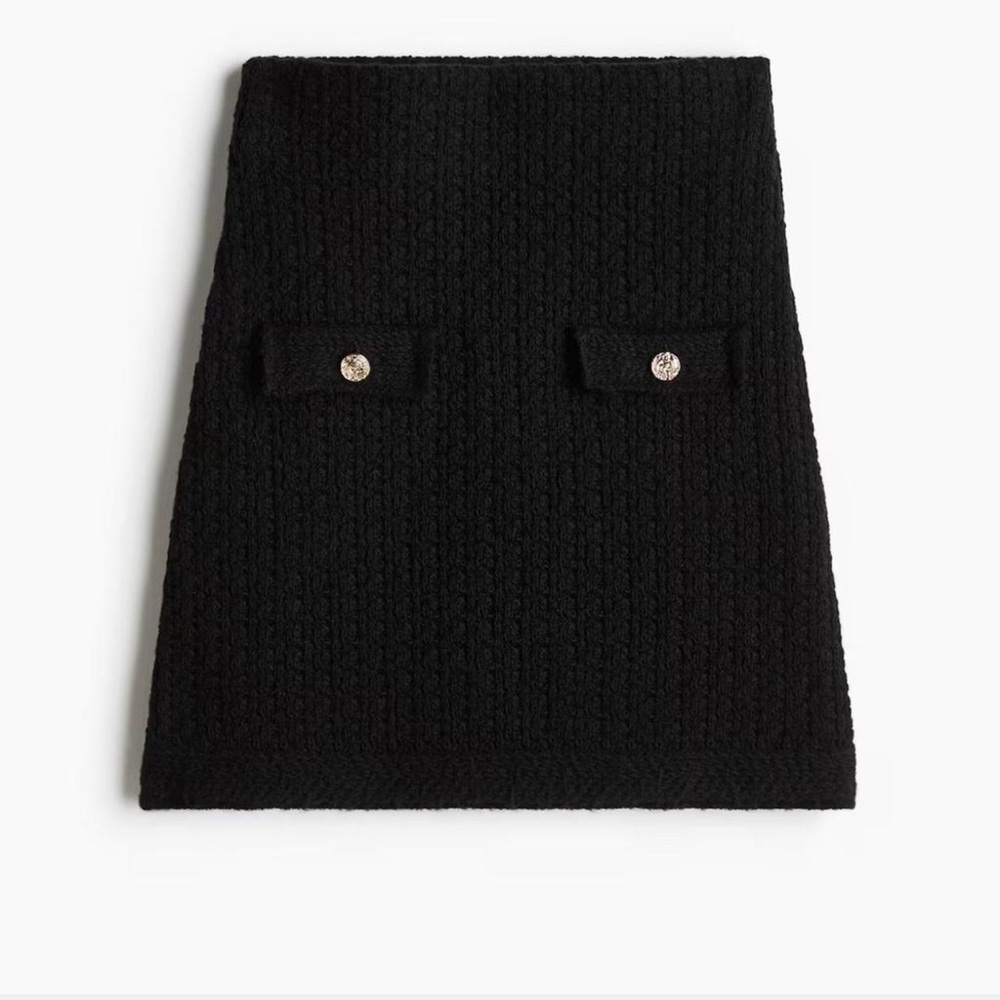 NWT H&M Elegant Black Pointelle Knit Skirt